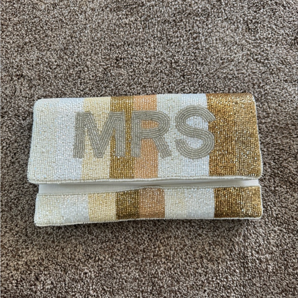 Beaded MRS Clutch in Gold and Silver